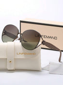 LINFEMAND Óculos de Moda com Armação Metálica Oval Decorativa TR, Lente de Nylon, Decoração Floral, Unissex para Dirigir, Dançar, Festa e Presente de Férias de Verão na Praia, Ao Ar Livre, Viagem