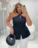 Cropped Alfaiataria com Alça Halter