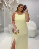 Vestido Crepe com Fenda Lateral