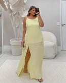 Vestido Crepe com Fenda Lateral