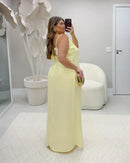 Vestido Crepe com Fenda Lateral