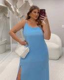 Vestido Crepe com Fenda Lateral