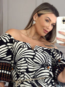 Vestido Decote V Estampa Étnica