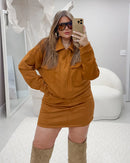 Conjunto em Suede com Jaqueta e Saia